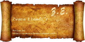 Zvara Elemér névjegykártya